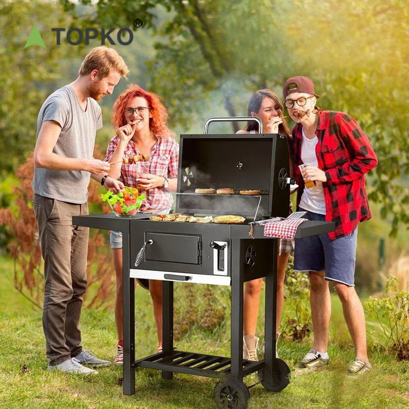 TOPKO summer outdoor picnic grilled chicken/pork barbecue grill family travel food cooking double grill