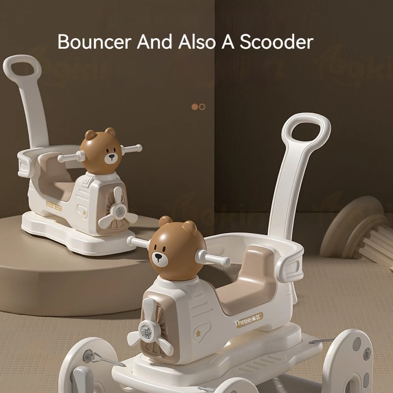 Cartoon 2 In 1 Plastic Multi Function Plastic Rocking Horse For Kids Ride-ons Animal Rider