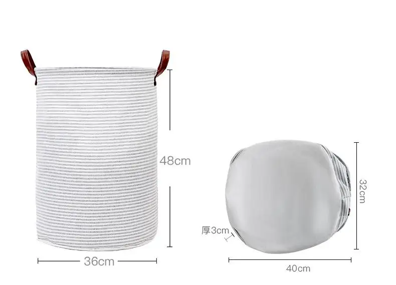 Large Shape Collapsible Folding Tote Cotton Laundry Basket Bag Drawstring Waterproof Oxford Fabric Clothes Storage Hamper Home