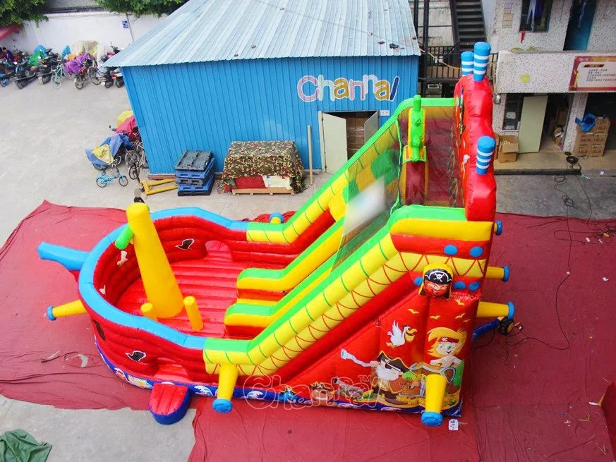 Pirate Ship Sail Dry Slide Bouncy Castle Playground Inflatable combo castle slide