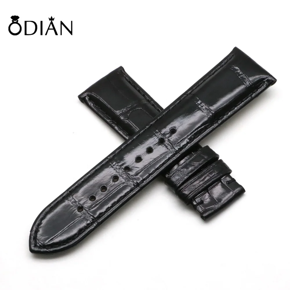 Odian Jewelry Genuine  Red Alligator America  Crocodile leather  watch band strap with stainless steel buckle