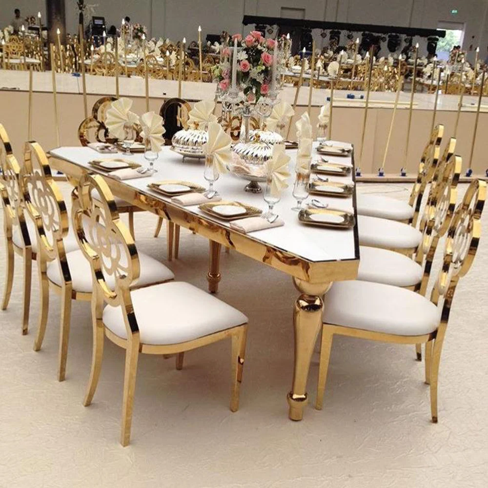 Factory Royal Event Decoration Mdf Moon Table Stainless Steel Wedding Table
