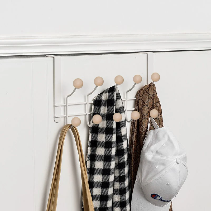 Wall Mounted Coat Hook White Over The Door Hook Rack Metal And Wood Door Hanger