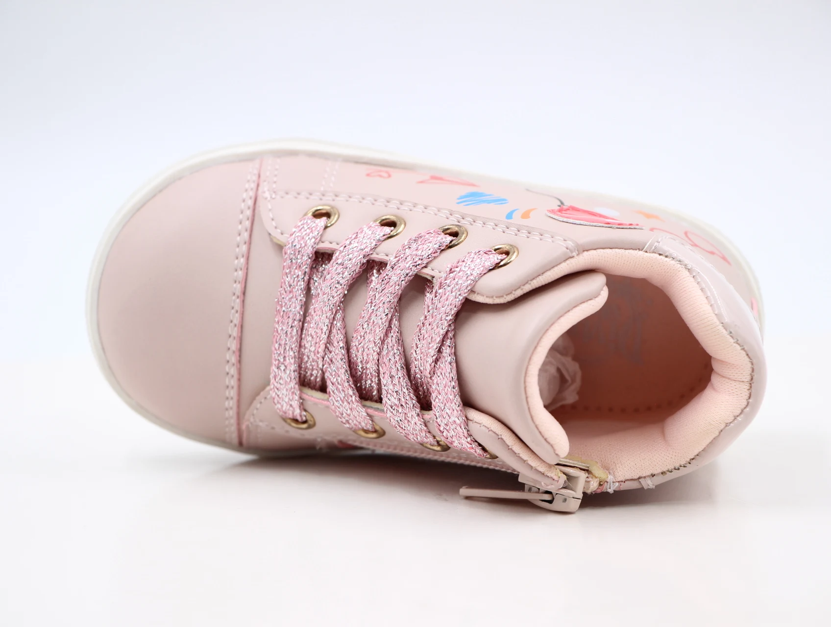 ankle style with printing on side pink color zapato shoes for girls sneaker 2021