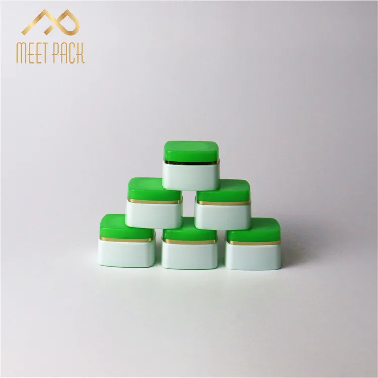 
Plastic Eye CreamJar For Cosmetic Use Silk Screen Printing Available pp Jars 5ml square plastic jar with green lids 