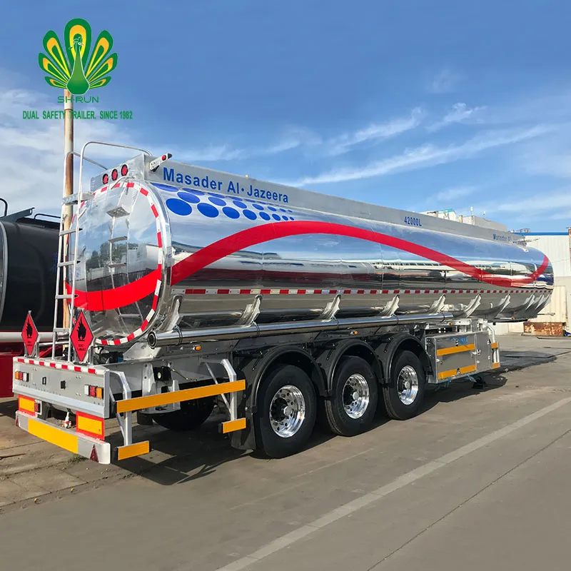 3 Axles 45000 50000 Liters Aluminum Alloy Gasoline Petrol diesel Cooking Oil Mirror Insulated Tank Fuel Tanker Trailer for Sale (1600356501075)