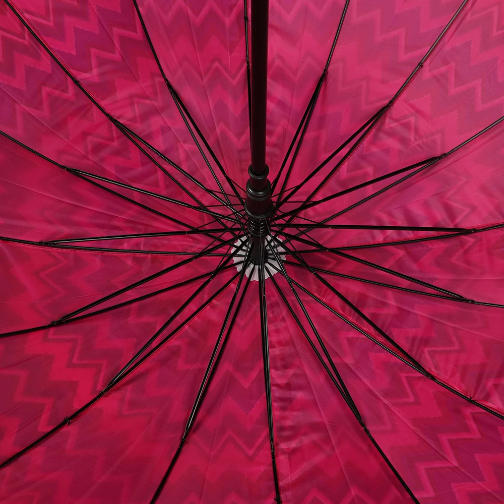 23inch 16K Zig Zag Double Layer Stick Straight Umbrella South North American Popular Cheap Stable Sun Block UV Automartic Open