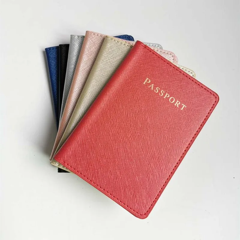 Wholesale custom logo Bright Edge process High-end pink Grainy leather travel  passport cover