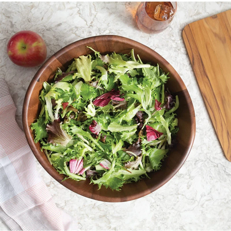 Wholesale  customized 100% 	 acacia wooden salad serving bowl for Fruits or Salads