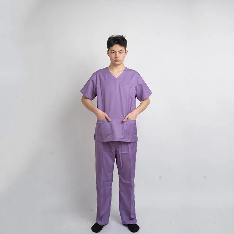 Custom Wholesale Disposable Surgical hospital clothes uniform Suit Purple color surgical gown Comfortable medical scrubs
