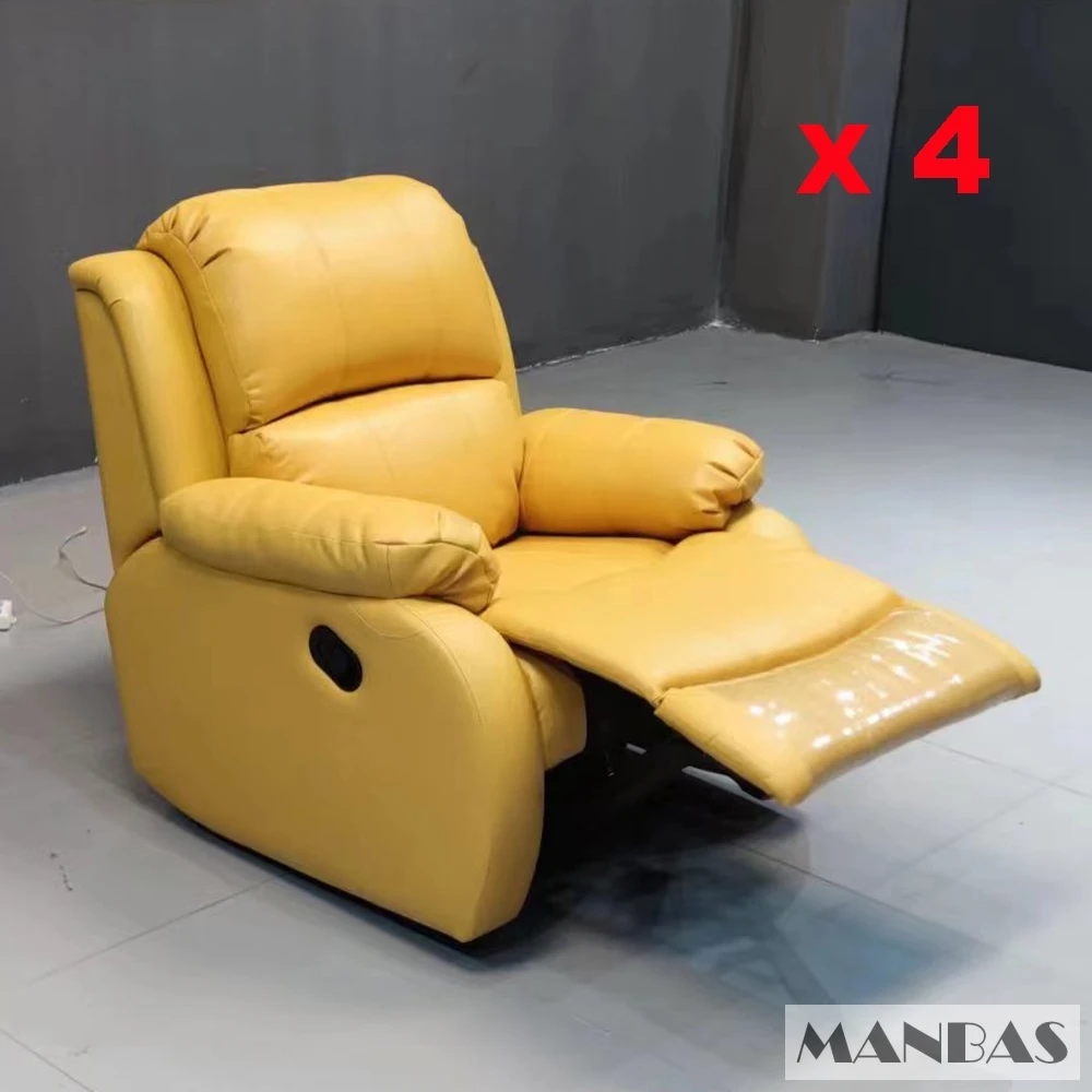 MANBAS 4 Electric Reclining Armchair Genuine Leather Recliner Chair with Power Function Living Room Chair Home Theater Furniture