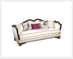 Neo classical royal luxury vintage British style sofa with copper decoration mahogany wood antique furniture sofa set