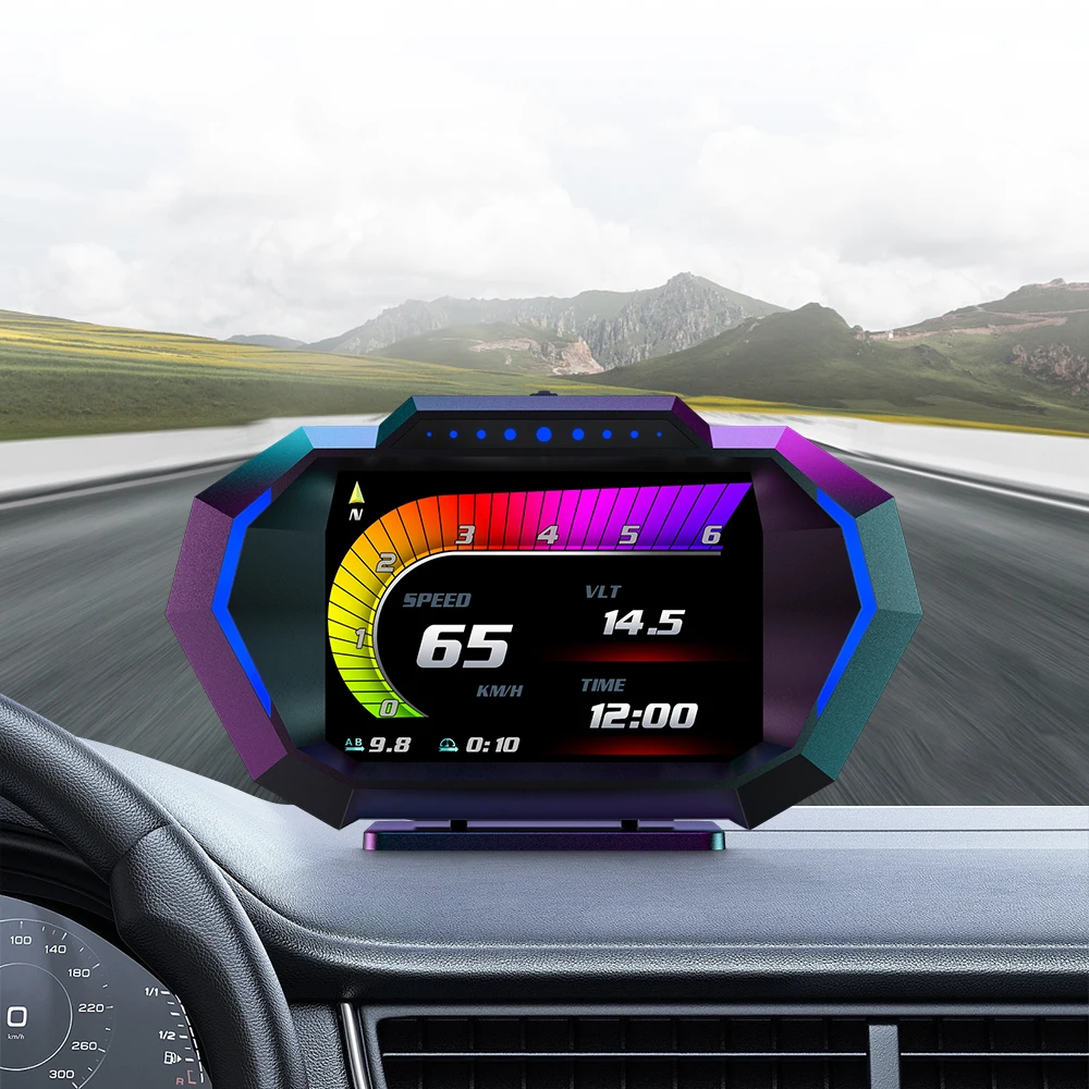 Hot Digital Speedometer HUD P24 TFT LCD Screen Smart Gauge OBD2+GPS+Slope Car Diagnostic Tool Digital Speedometer