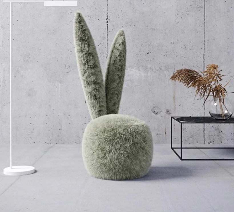 Modern Minimalist Rabbit Dressing Stool Single Sofa Chair Children Leisure Back Bedroom for Home Furniture Living Room