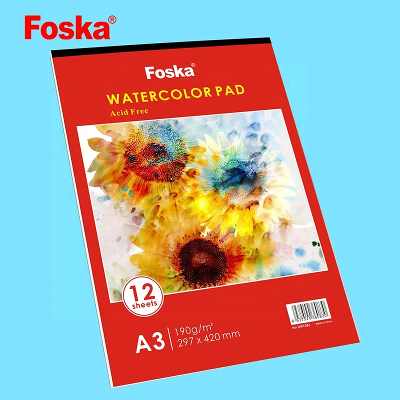 Foska  A3 A4 Top glued Artist 190g Spiral Watercolor Sketchbook Watercolor Pad for Painting Drawing Mixed Media Acrylic