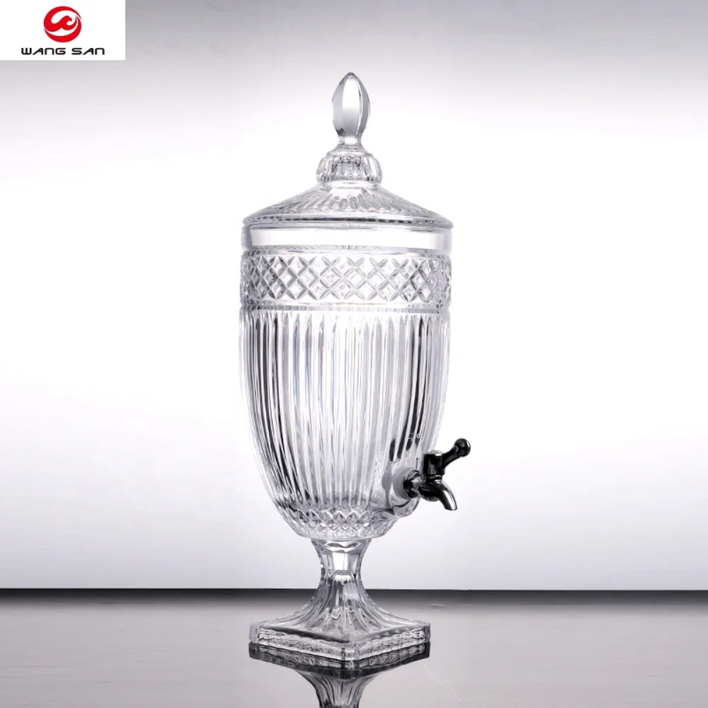 Hot sale 4L large glass beverage dispenser for Restaurant glass mason jar beverage drink dispenser with ice