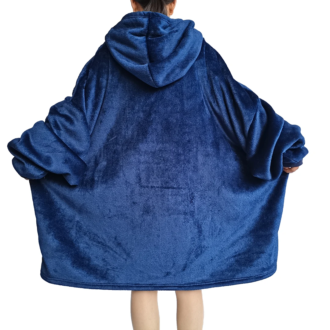 custom wholesale Oversized comfortable Sherpa Wool wearable blanket hoodie Chunky sheep wool sweatshirt  sleeves and pockets