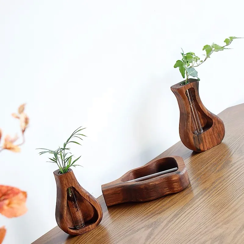 CSL Wholesale Decor Wood Vase Flower Good Quality Modern Style Wood Vases For Home