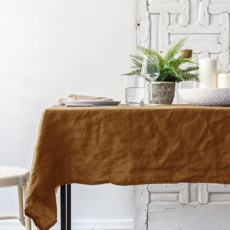 Table linens/machine cutwork embroidery textured linen party tablecloth for dining room table linens/wedding decorations