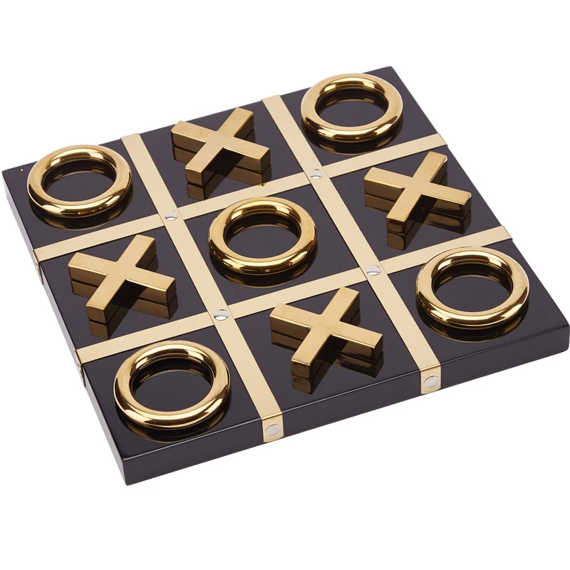 AL Hot Selling Custom Metal Tic Tac Toe Set Gold Chess Game