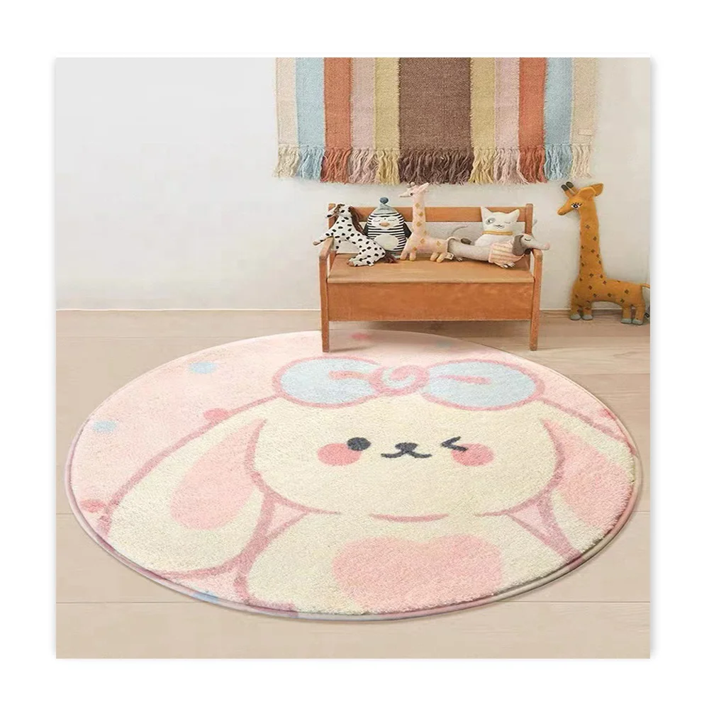 Lovely Cartoon Baby Room Floor Mat Anti-slip Round Area Rugs Custom Children Game Soft Carpet