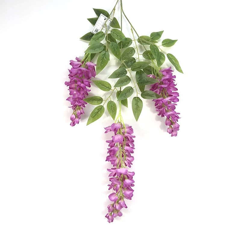 EG-A253 Wholesale White Wisteria Blossom Wedding Decoration Wisteria Wall Purple Green Artificial Vine Wisteria Hanging Flowers