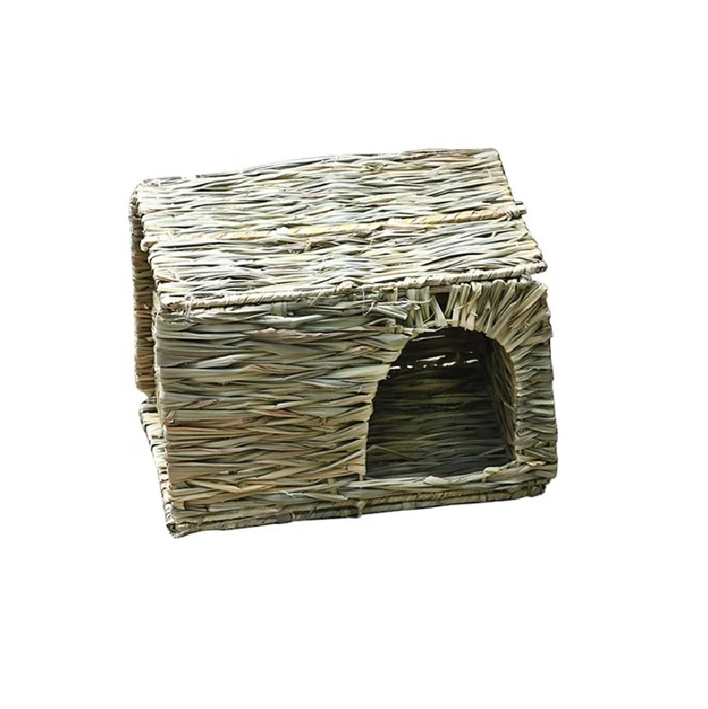 Small Animal Woven Grass Cage Nest Rabbit Hamster Guinea Pig Chinchillas Hideaway House Chew Toy Pet Bed Handcraft