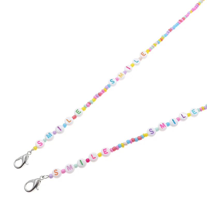 Карамельные цвета детский Маскировочный держатель акриловые бусины с буквами надписью LOVE Smile шнурок защитой от потери цепочка для