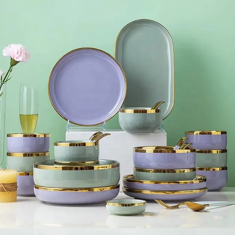 Wholesale Purple Plate Set Dinnerware Set Plates Sets Dinnerware Ceramic
