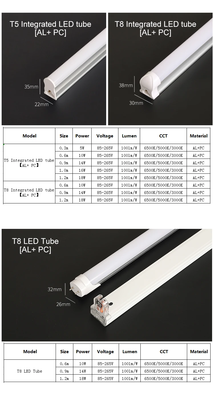 Горячий китайский t8 9w av tube светодиодные фонари