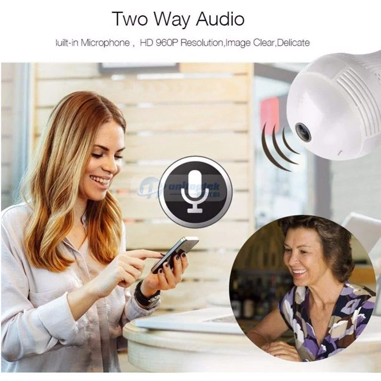 Fisheye IP Camera HD Two Way Audio 360 Degree Panoramic Wifi Light Lamp Bulb Fisheye CCTV Wireless Smart Camera support TF Cards