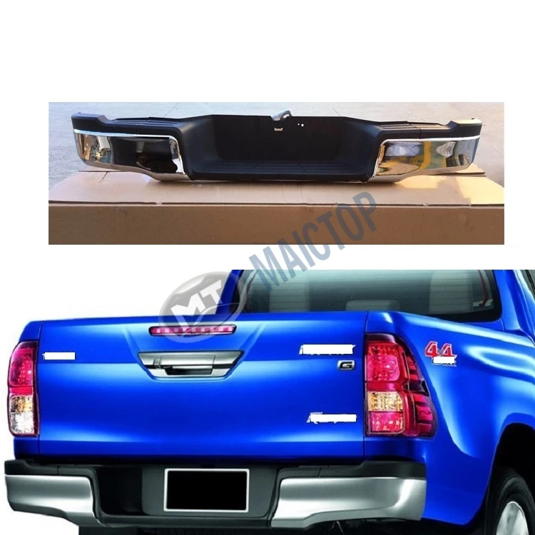 Maictop auto body parts car plastic abs black chrome rear bumper for hilux revo vigo parachoques 2005-2014 2015-