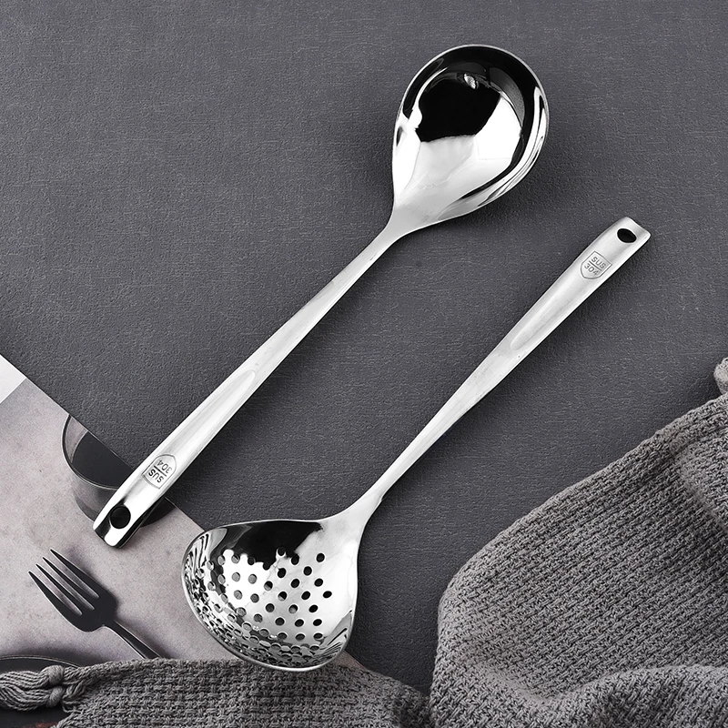wholesale Kitchen Accessories golden Stainless Steel Kitchen soup spoon ladle slotted spoon ladle