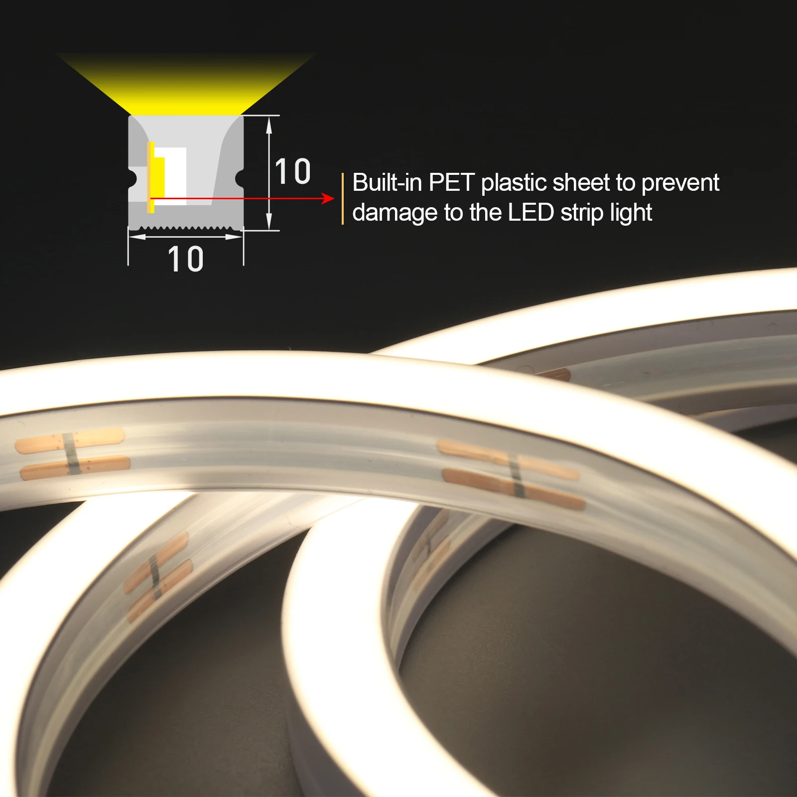 N1010D-SIDE Daylight Alert Led Neon Strip Light Silicone Lamp Body wIP67 Rated 24v neon led lights flexible soft strip