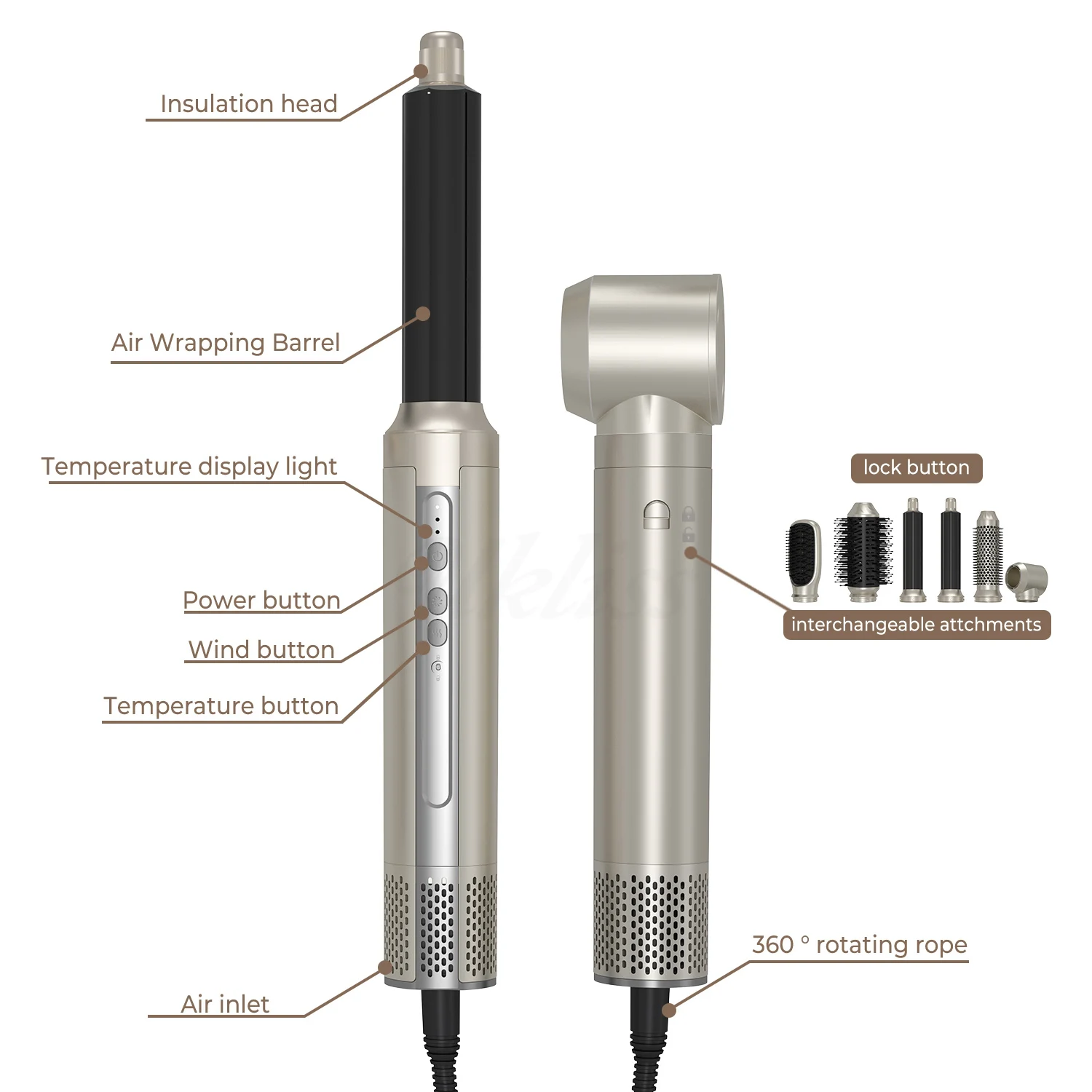 6 In 1 High Speed Blow Dryer One Step Hot Air Brush 110000rpm Powerful Blow Dryer And Styler Air Flow multi styler and dryer