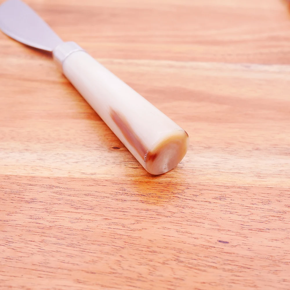 nature buffalo bull horn handle 304 stainless steel cutlery table dessert spoon and fork set