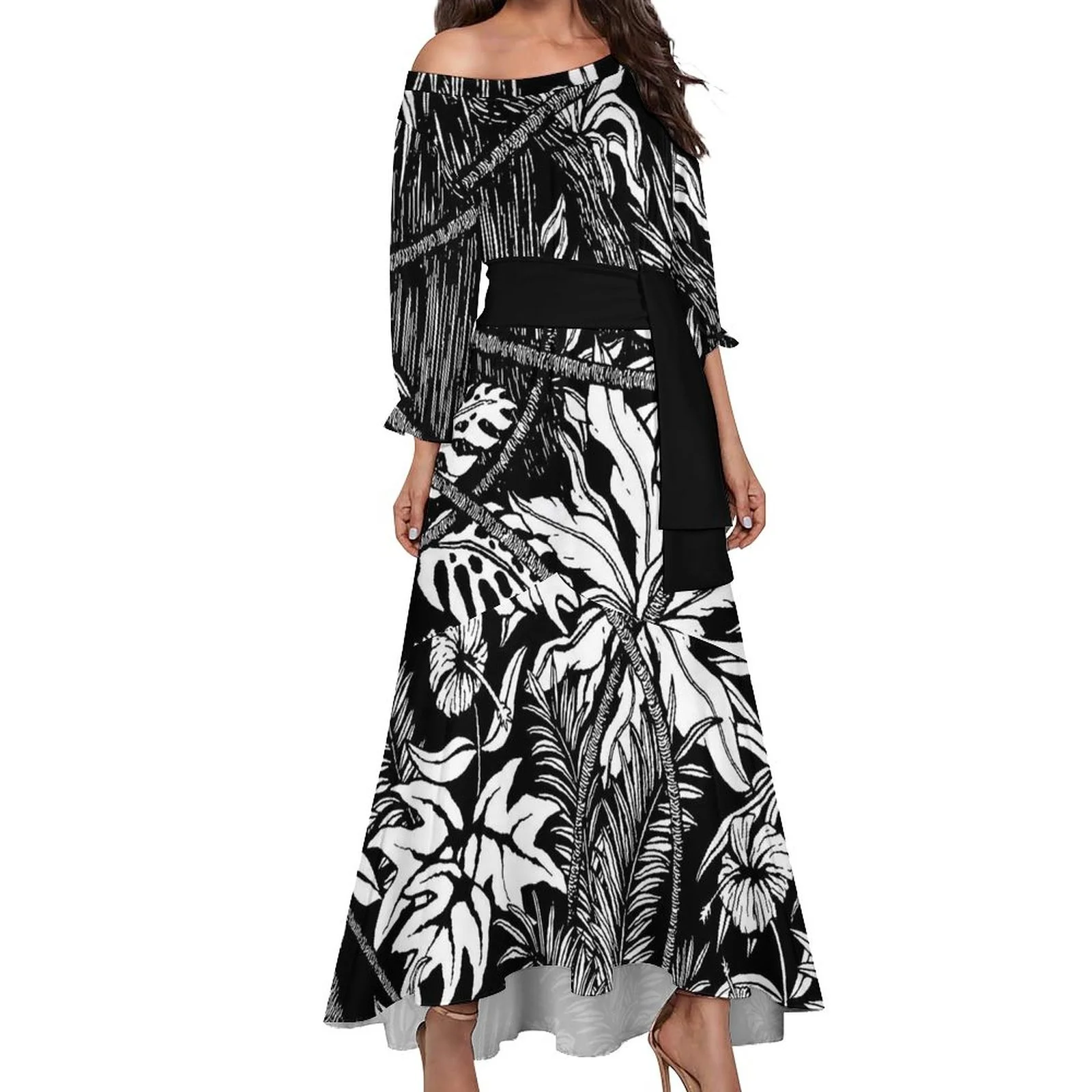 Samoan Tribal Design Women Daily Dresses Polynesian Print Clothing Plus Size Female Outfit Fashion Floral Maxi Dress