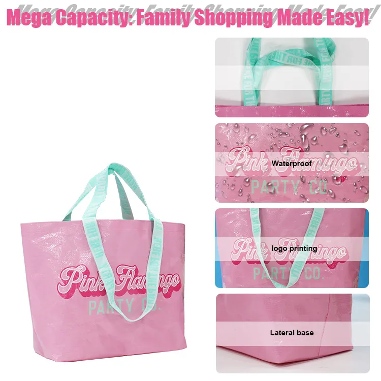 Eco friendly laminated woven reusable custom printing logo pp woven shopping bag with logo print