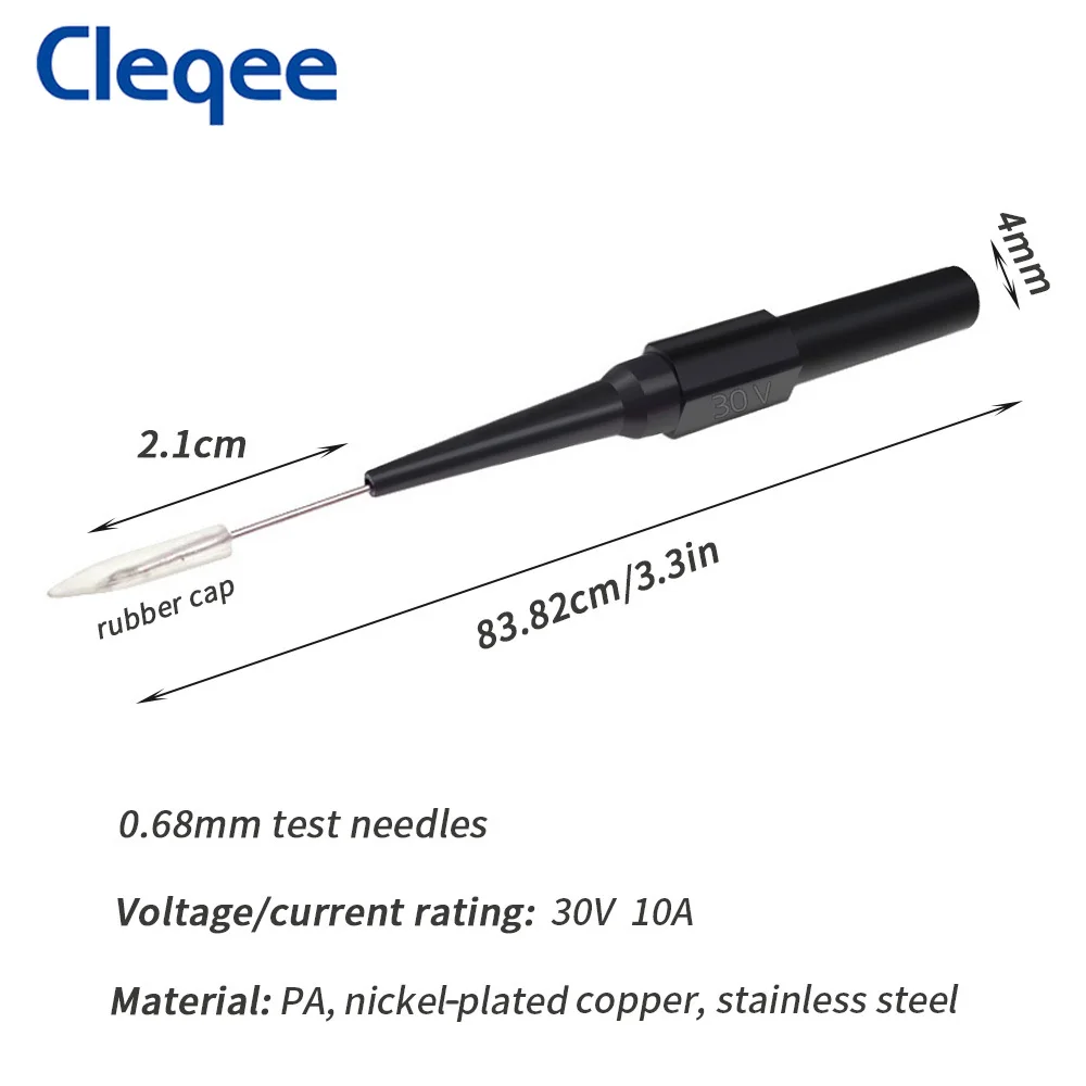 Cleqee P5007 Multimeter Test Probe Back Probes Insulation Piercing Needles with 4mm Socket Acupuncture Car Tool Kit 30V