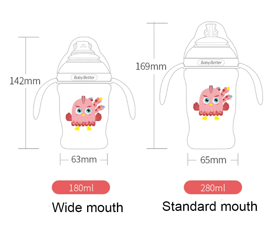 
Baosheng 280ml 10oz kids training Baby BPA free SIPPY CUP Tritan Water Bottle Feeding Spill Proof Babies Sippy Cup 
