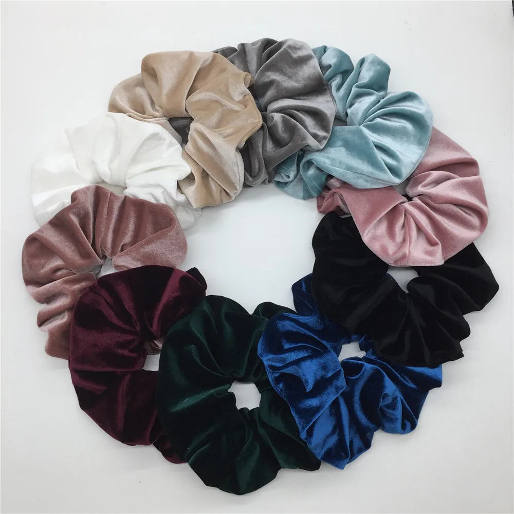 Wholesale Custom 20cm Oversized XXL Velvet Hair Scrunchies Women Solid Color Large Velvet Elastic Hair Tie