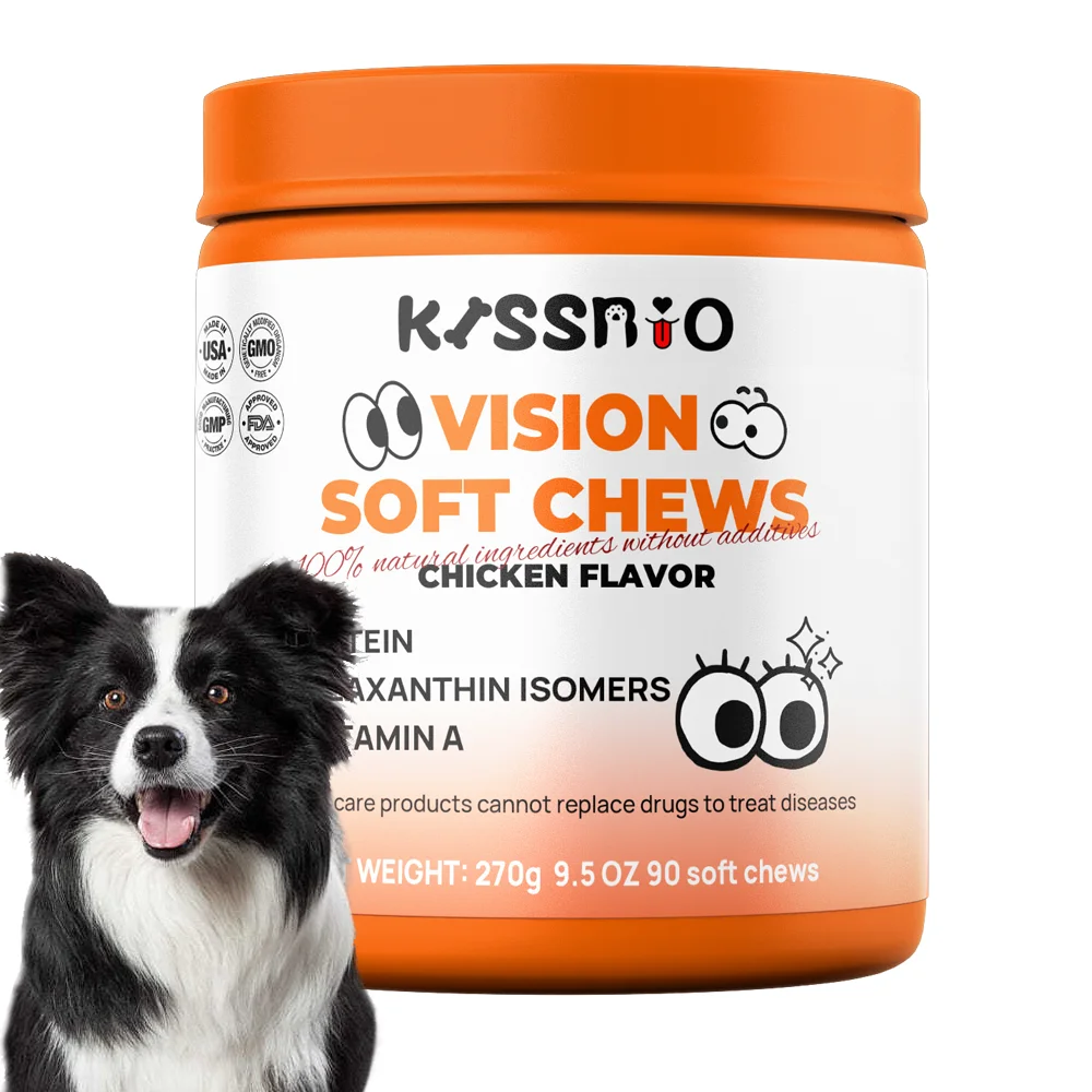 Vision Supplement for Pet Care Soft Chews in Turkey and Tuna Flavors for Dogs Cats and  Adults Life Stage