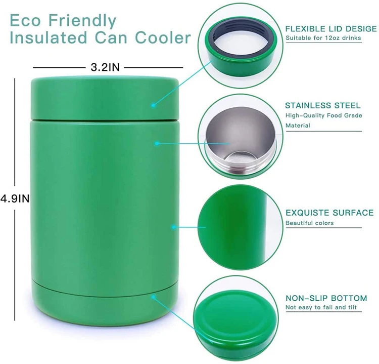 Yeway 12 oz Double Wall Can Cooler Blank Sublimation Can Cooler Insulated Vacuum Metal Stainless Steel Beer Silm Can Cooler