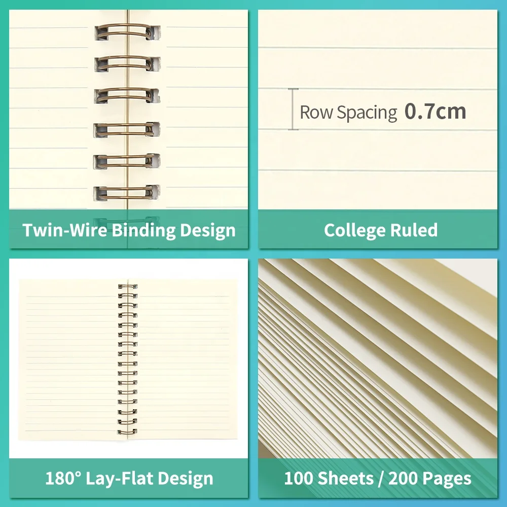 Personalised Journals Hardcover Gold Spiral Notebooks Customizable printing inside pages