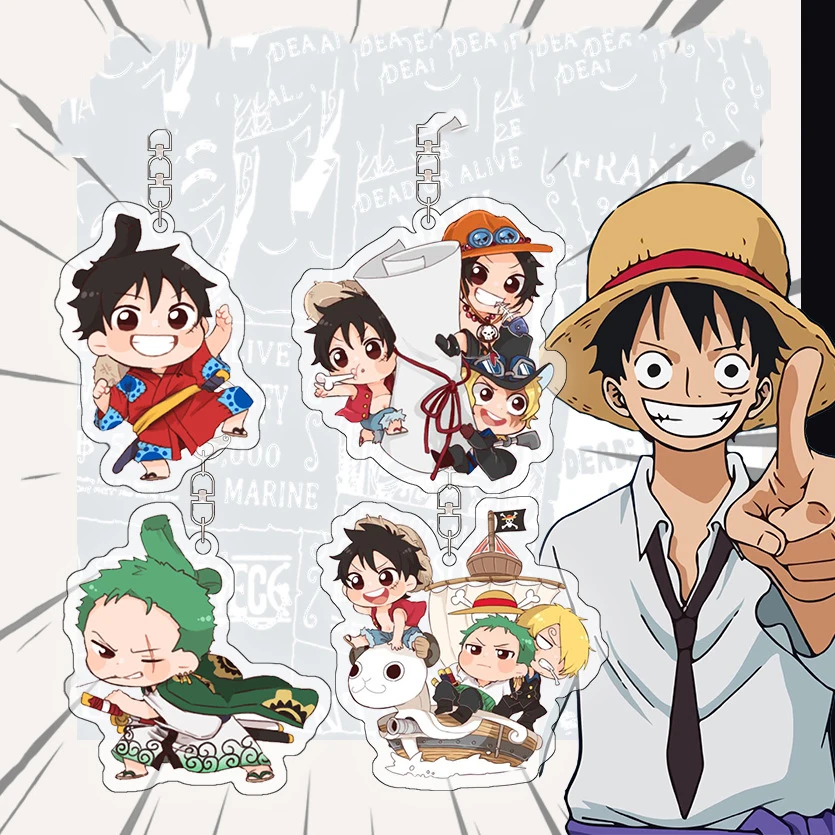 Anime One Piece Keychain Pendant Luffy Zoro Ace Saab Two-dimensional Peripheral Mobile Phone Backpack Hanging Accessories