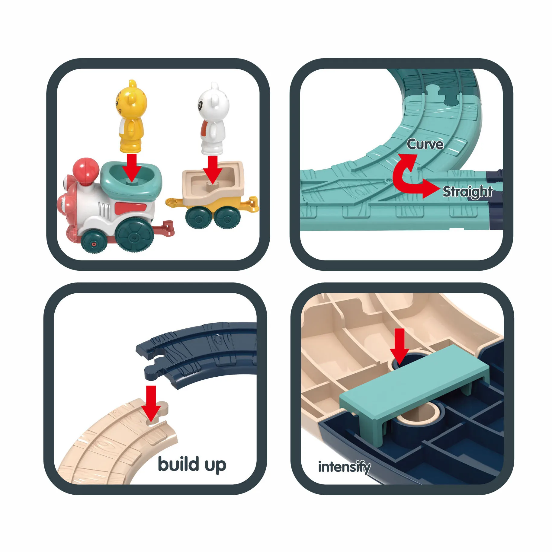2024 Hot sale diy assembly animal train track toys fun cartoon light music electric car track toys for kids