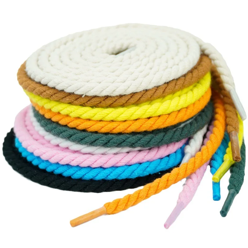 Wholesale custom 100% nature color Cotton Braid Shoelaces rope shoe laces