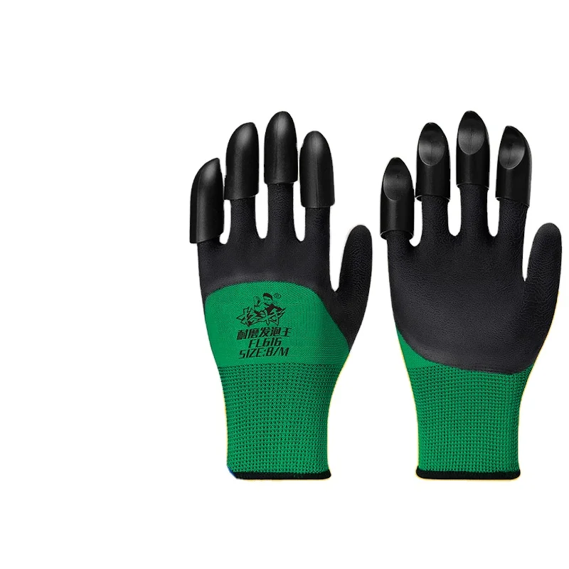 Garden Gloves With Abs Plastic Claws Digging Planting Durable Waterproof Garden Rubber Latex Gloves