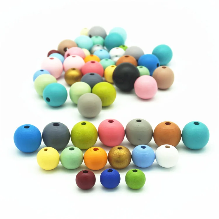 Colorful Natural Wooden Beads For Crafts Unfinished Round Wood Spacer Beads For Diy Project Jewelry Making