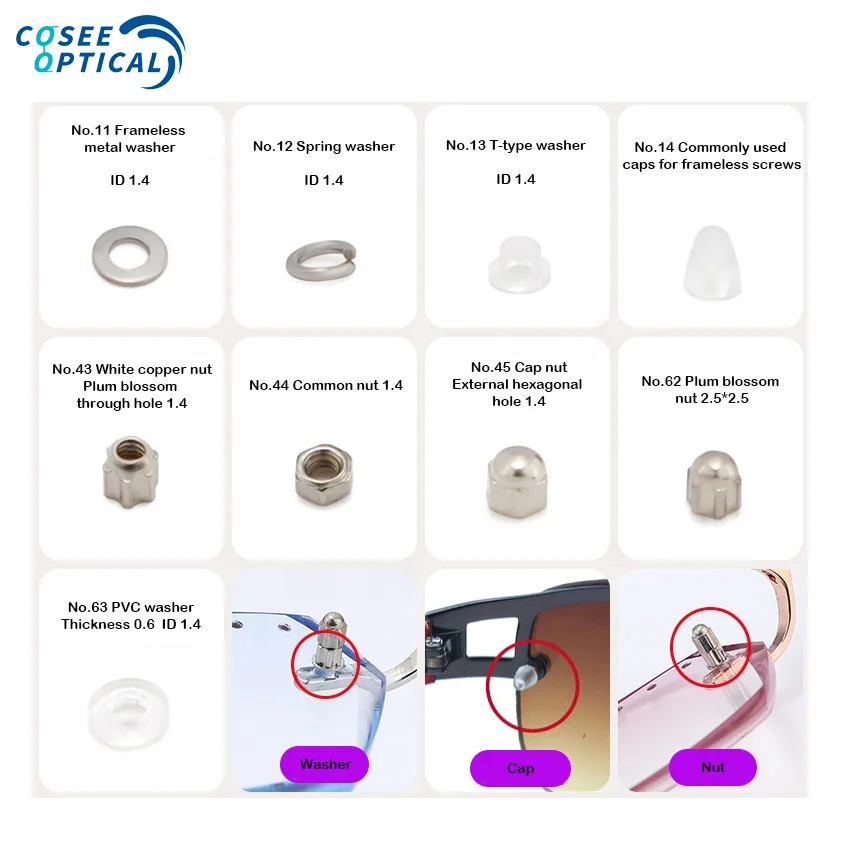 Nose Pad Screw for Reading Glasses Eyeglasses Hinge Screws Gasket optical Spectacles Glasses Repair Kit Eyewear Accessories